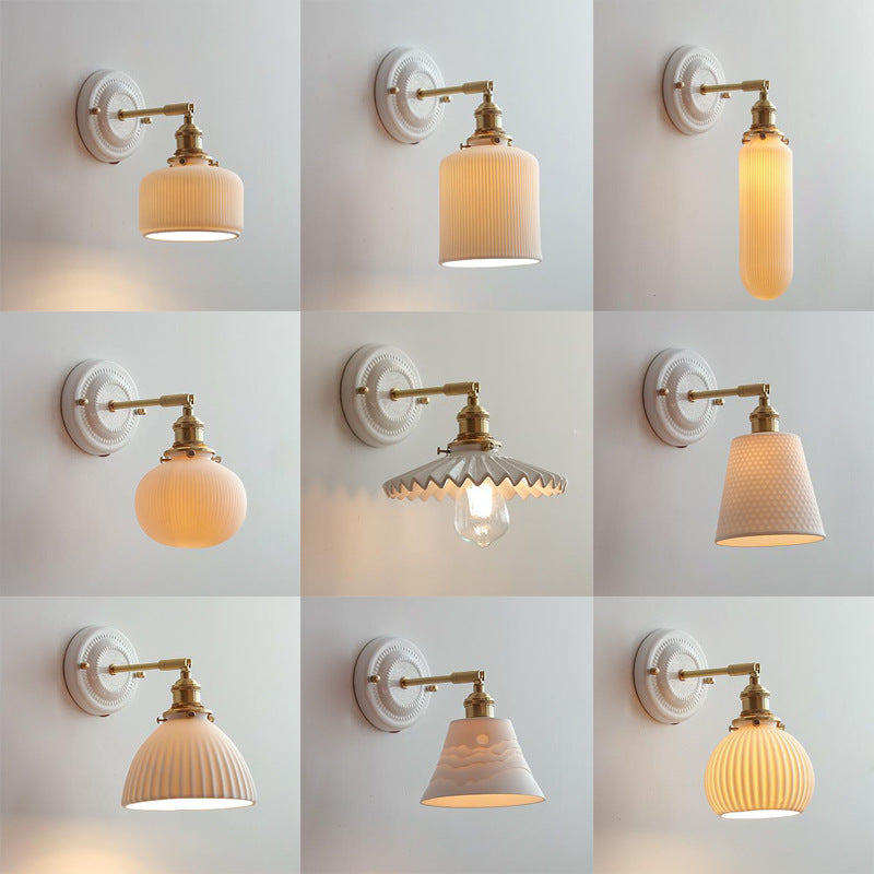 Vintage Ceramic Brass Wall Sconce | Living Room Round Design | Lologe