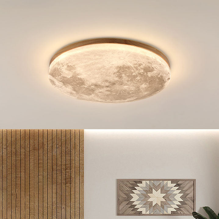 LED Flush Mount Ceiling Light for Bedroom | PVC Wood Grain Nordic Design | Lologe