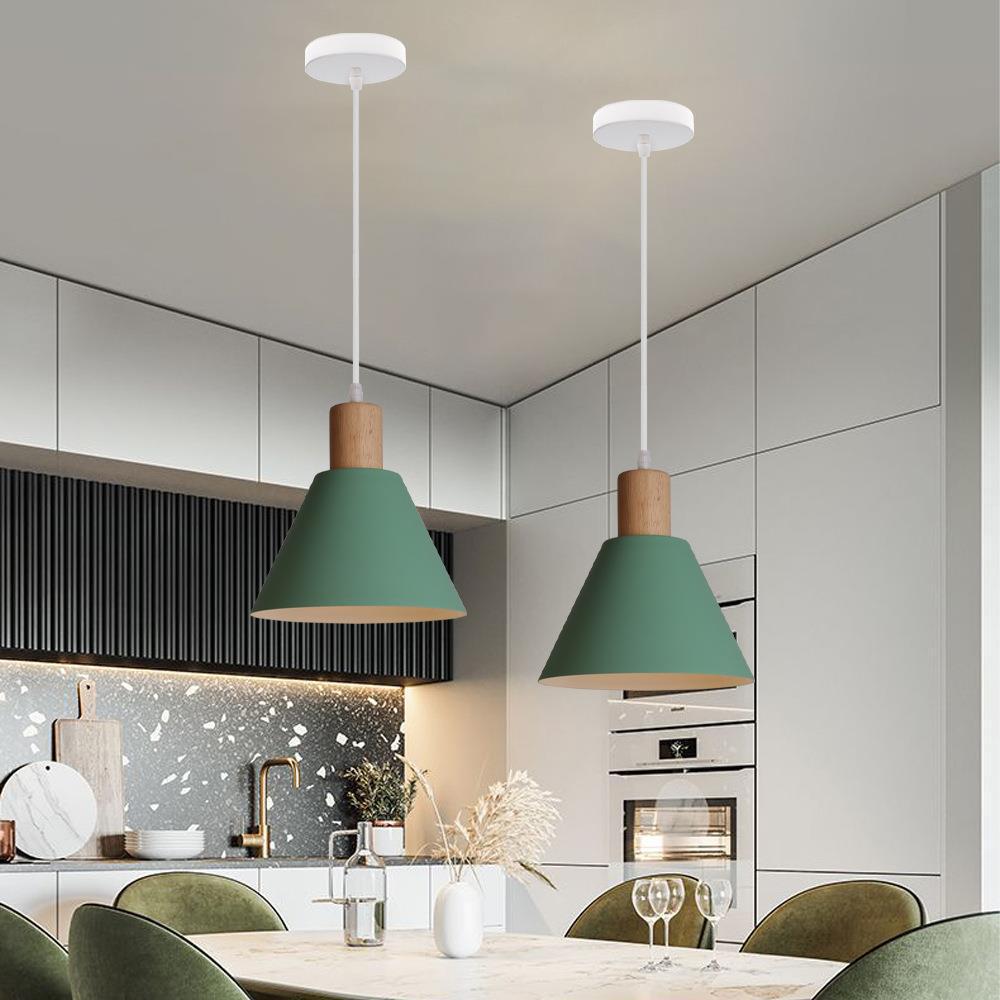 Iron Cone Pendant Light | Hallway Ambience | Wood Top Adjustable Cord | Lologe