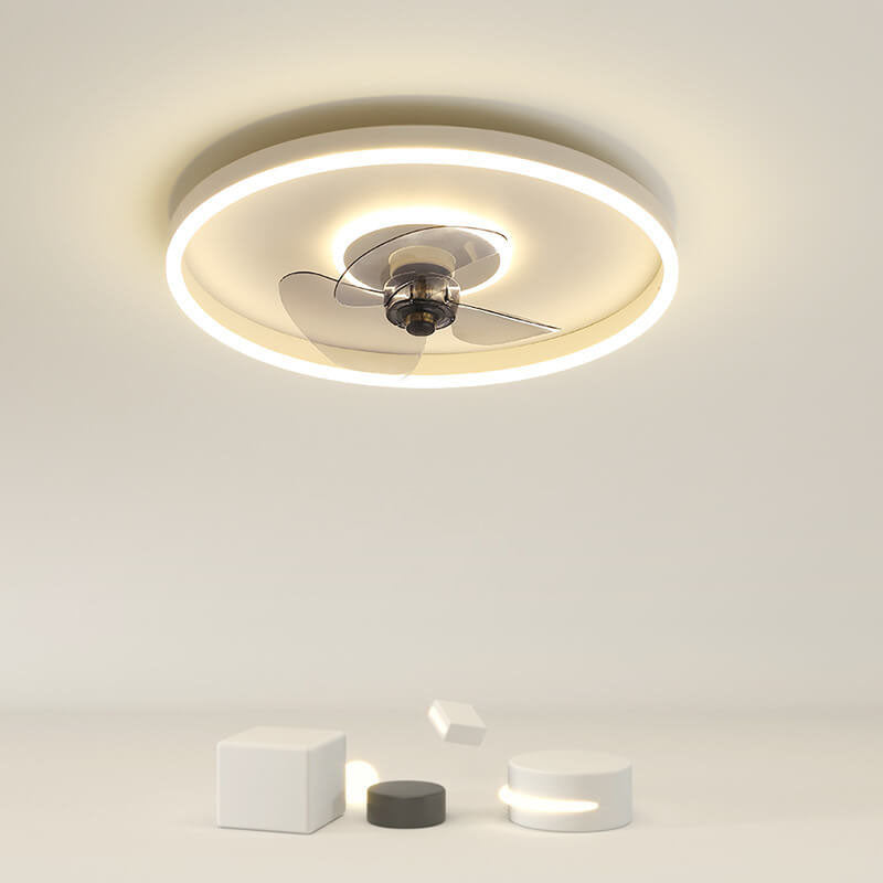 LED Flush Mount Ceiling Fan Light | Modern Minimalist Round | Lologe