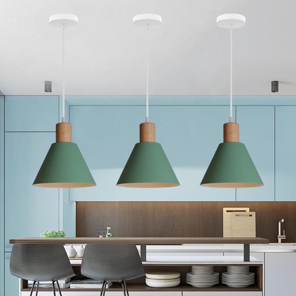 Iron Cone Pendant Light | Hallway Ambience | Wood Top Adjustable Cord | Lologe