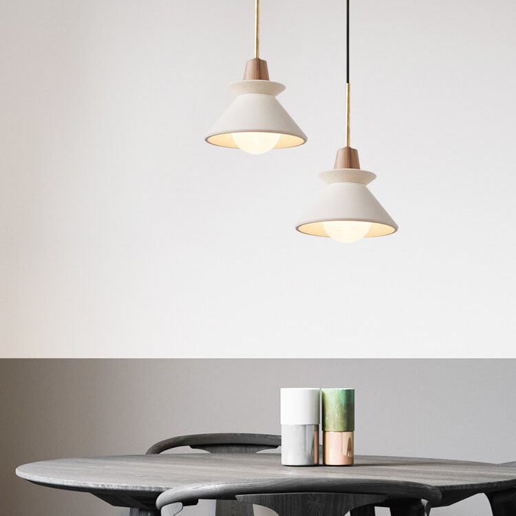 Pendant Light for Kitchen Island | White Cement Tapered Minimalist Design | Lologe