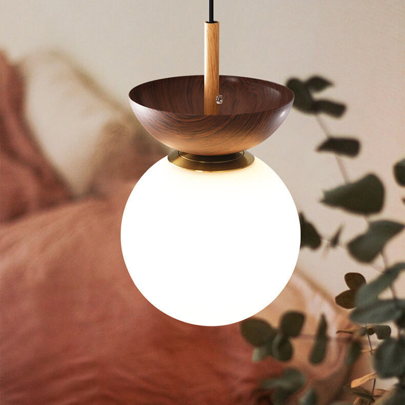 Glass Orb Pendant Light for Living Room | Iron Semi-Flush Mount Modern Minimalist | Lologe
