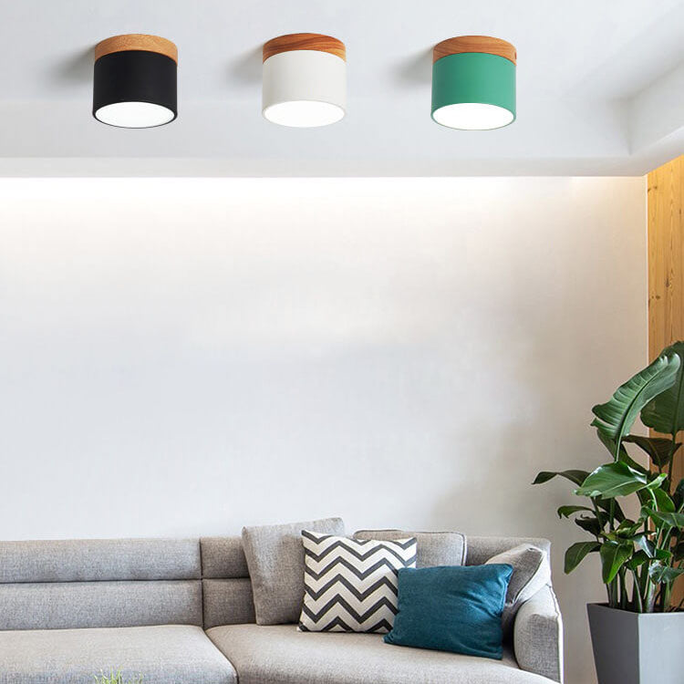 Scandinavian LED Flush Mount Ceiling Light | Solid Wood | 3-Colour | Modern Nordic | Lologe