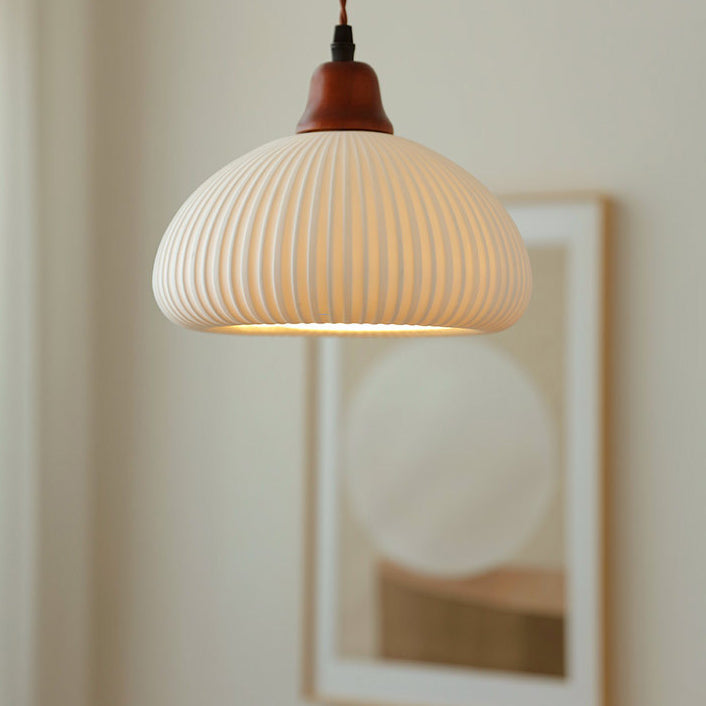 Japanese Ceramic Dome Pendant Light | Soft Kitchen Ambience | Lologe