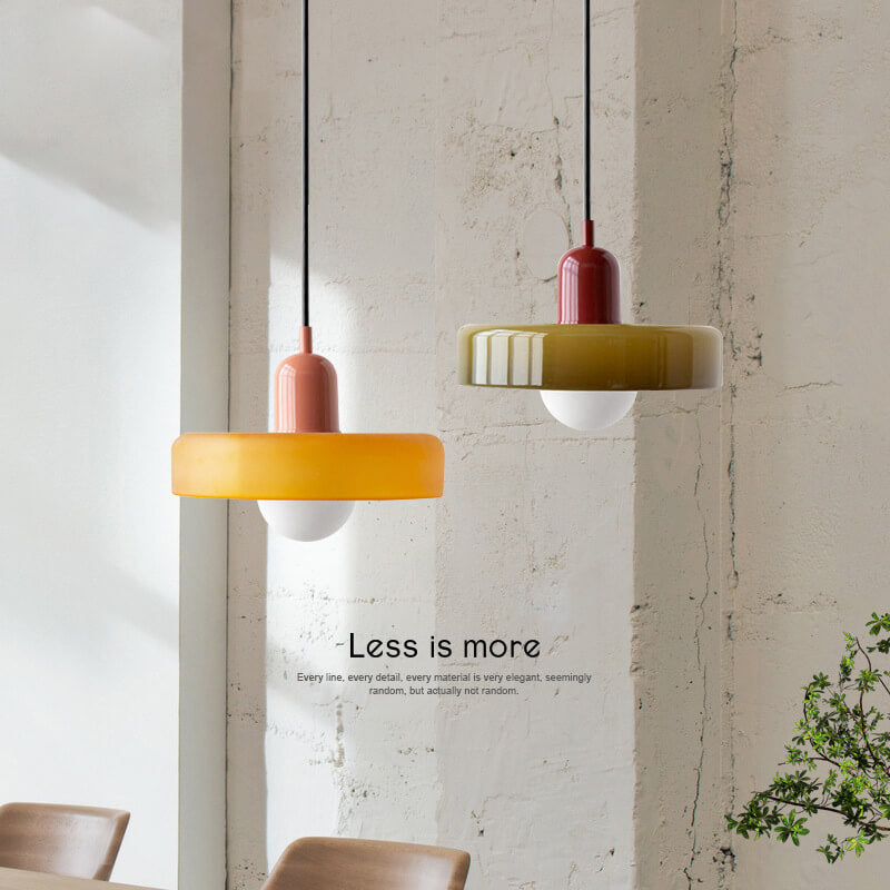 Vintage Glass Pendant Light | Colourful Dish Shade for Dining Room | Lologe