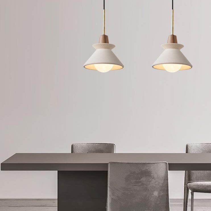 Pendant Light for Kitchen Island | White Cement Tapered Minimalist Design | Lologe