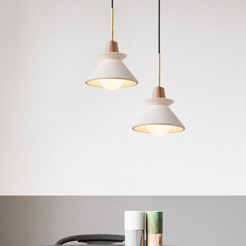 Pendant Light for Kitchen Island | White Cement Tapered Minimalist Design | Lologe