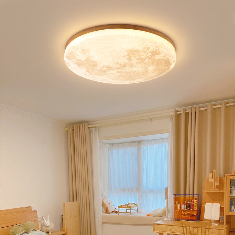 LED Flush Mount Ceiling Light for Bedroom | PVC Wood Grain Nordic Design | Lologe