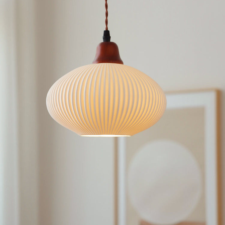 Japanese Ceramic Dome Pendant Light | Soft Kitchen Ambience | Lologe