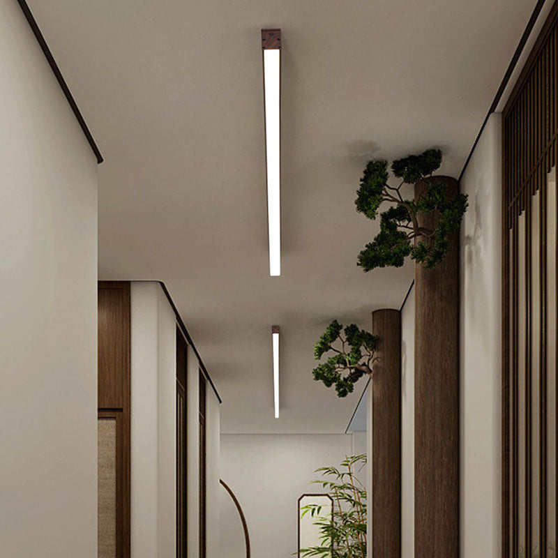 Modern LED Flush Mount Ceiling Light | Wood Grain Aluminium Strips | Minimalist | Lologe