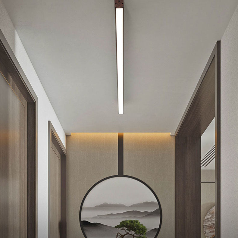 Modern LED Flush Mount Ceiling Light | Wood Grain Aluminium Strips | Minimalist | Lologe