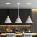 Iron Cone Pendant Light | Hallway Ambience | Wood Top Adjustable Cord | Lologe