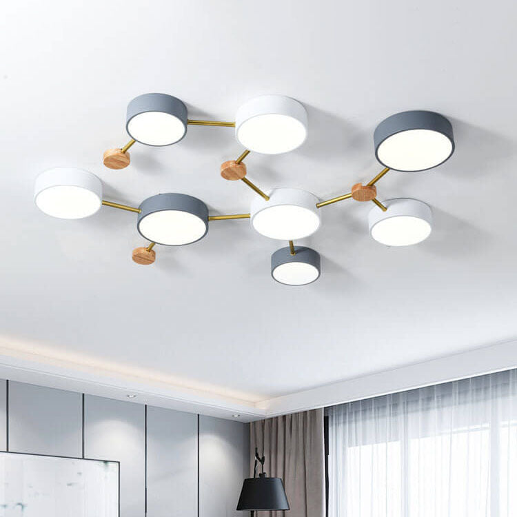 LED Flush Mount Ceiling Light | Bedroom Lighting | Solid Wood & Iron | Scandinavian Modern | Lologe