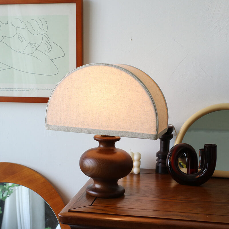 Japanese Wabi Sabi Table Lamp | Bedroom Living Room | Solid Wood Fabric | 1-Light | Vintage Style | Lologe