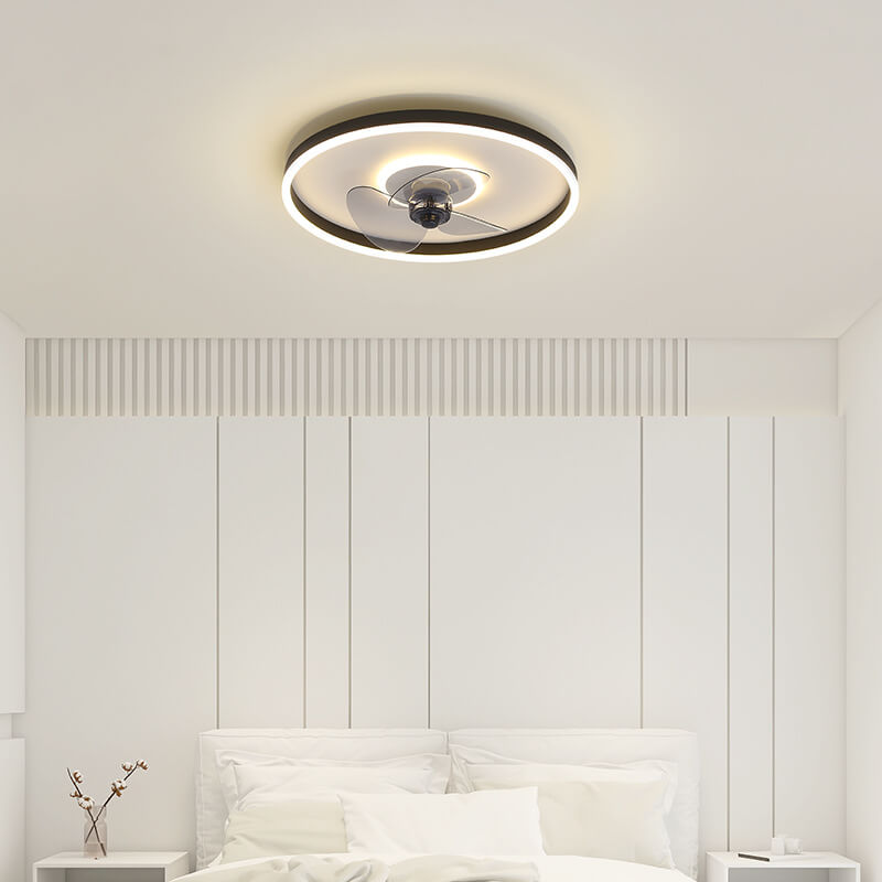 LED Flush Mount Ceiling Fan Light | Modern Minimalist Round | Lologe