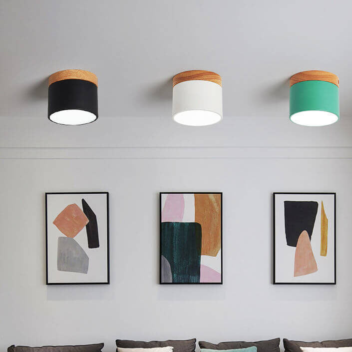 Scandinavian LED Flush Mount Ceiling Light | Solid Wood | 3-Colour | Modern Nordic | Lologe