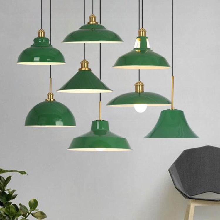 Industrial Green Iron Pendant Light | Vintage Loft Character | Lologe