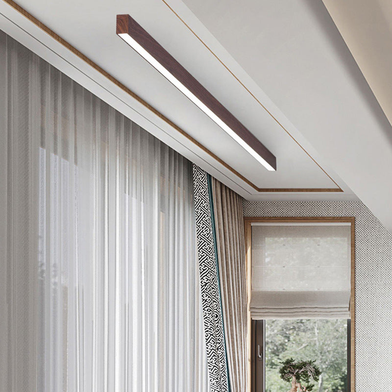 Modern LED Flush Mount Ceiling Light | Wood Grain Aluminium Strips | Minimalist | Lologe
