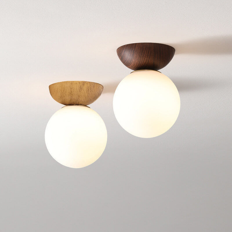 Glass Orb Pendant Light for Living Room | Iron Semi-Flush Mount Modern Minimalist | Lologe