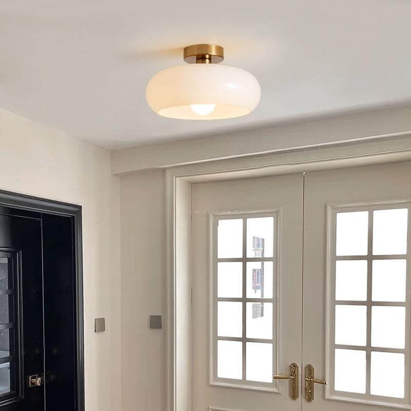 Flush Mount Ceiling Light | Living Room | Glass & Copper | Round 1-Light | Lologe
