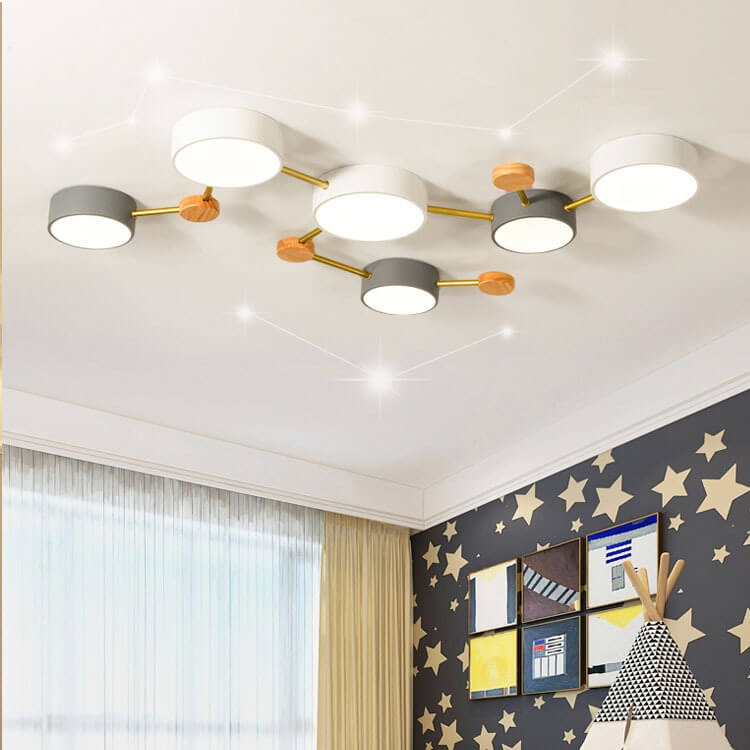 LED Flush Mount Ceiling Light | Bedroom Lighting | Solid Wood & Iron | Scandinavian Modern | Lologe