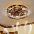 Industrial Flush Mount Ceiling Fan Light | Black Iron 4-Light | Lologe