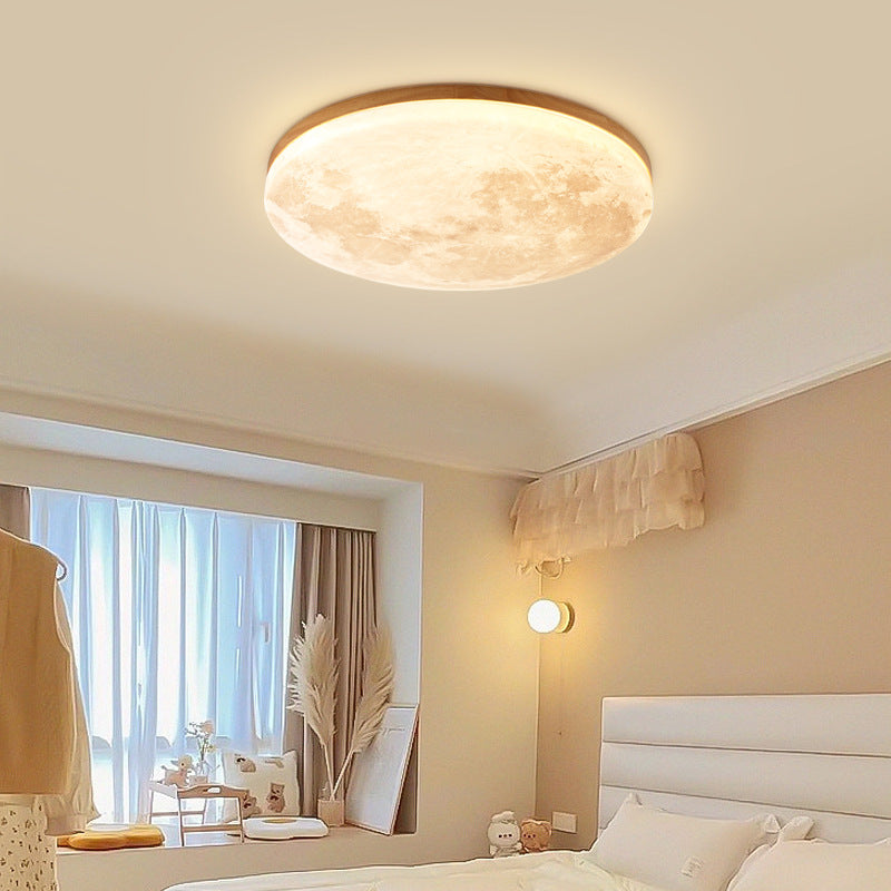 LED Flush Mount Ceiling Light for Bedroom | PVC Wood Grain Nordic Design | Lologe