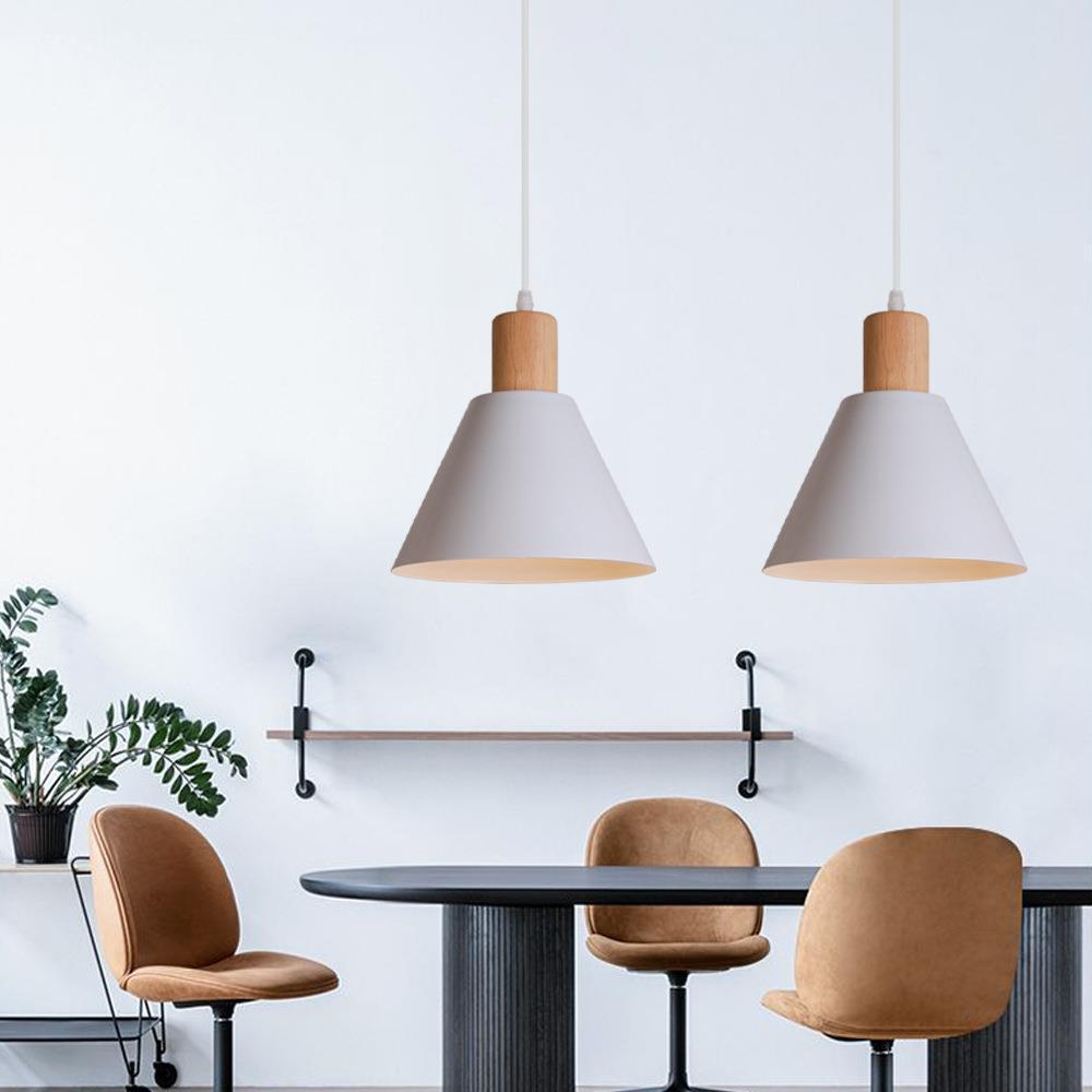 Iron Cone Pendant Light | Hallway Ambience | Wood Top Adjustable Cord | Lologe