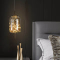 Glass Pendant Light for Bedroom | Scandinavian Cylinder Oval Amber Glass | Lologe