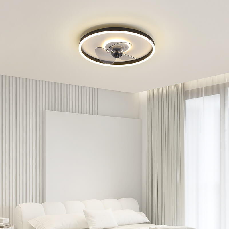 LED Flush Mount Ceiling Fan Light | Modern Minimalist Round | Lologe