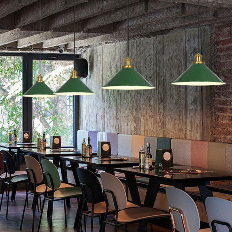 Industrial Green Iron Pendant Light | Vintage Loft Character | Lologe
