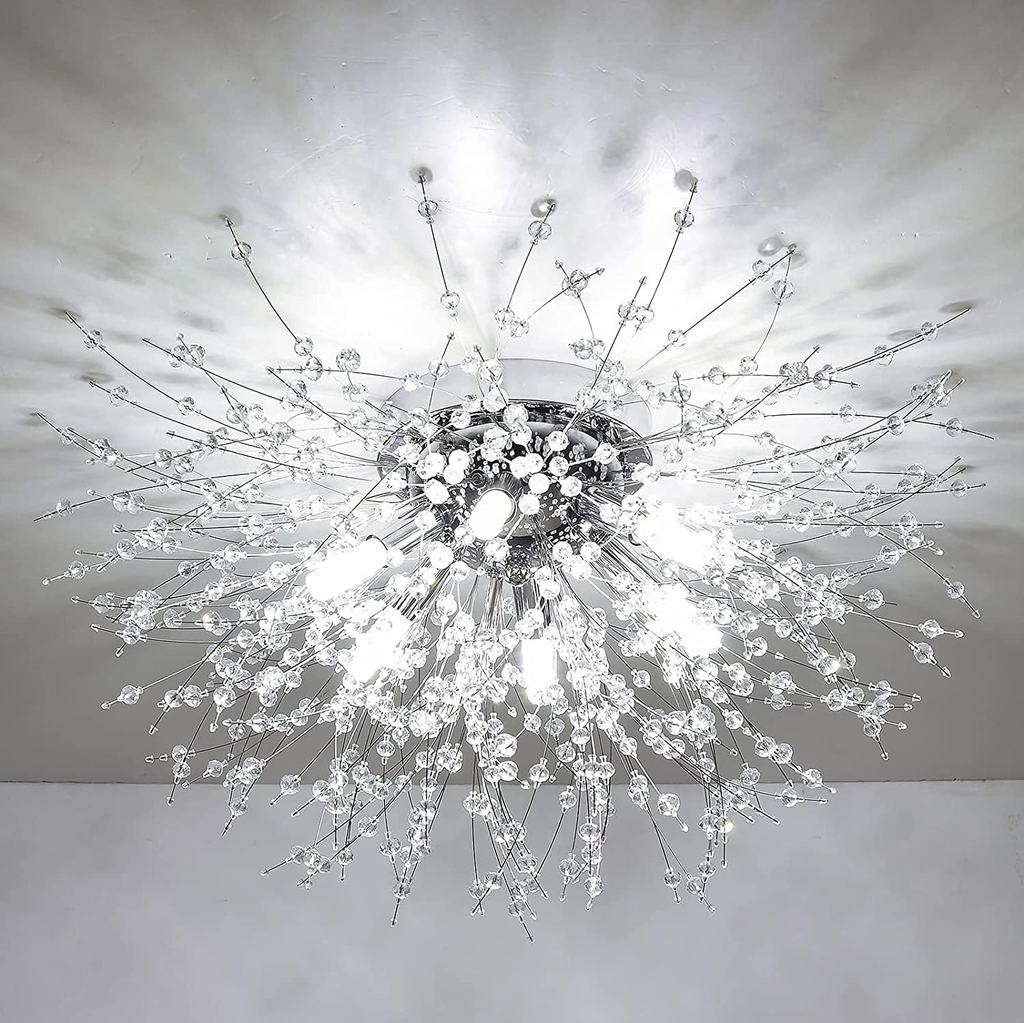 Modern Crystal Dandelion Ceiling Light | Bedroom Living Room | Crystal Shade | Flush Mount | Lologe