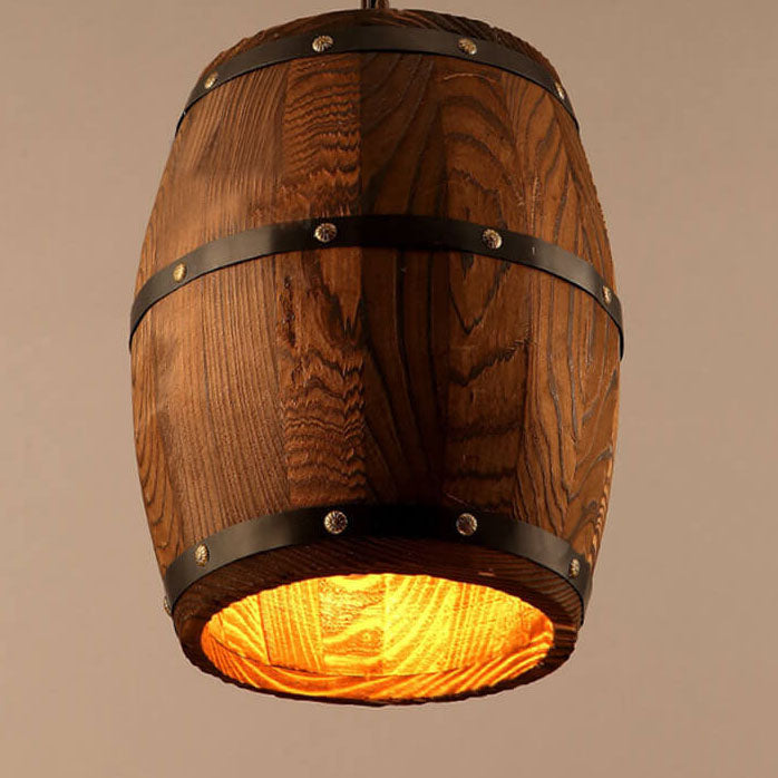 Rustic Barrel Pendant Light | Dining Room Ambience | Wooden Wine Barrel Design | Lologe