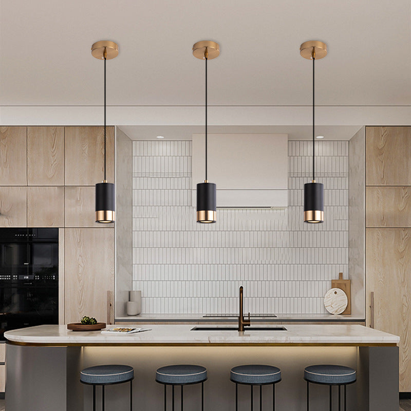 Pendant Light Dining Room | Iron Minimalist Column Design Black Gold Finish | Lologe