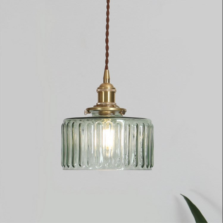 Glass Pendant Light for Kitchen Island | Brass Vintage Jar Shade | Lologe