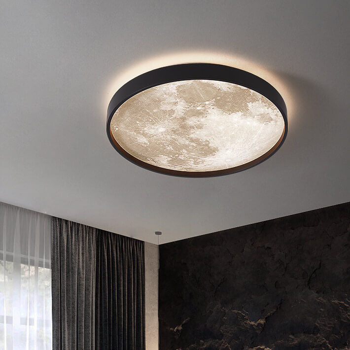 LED Flush Mount Ceiling Light | Bedroom | Moon Design | 3 Colour Modes | Lologe