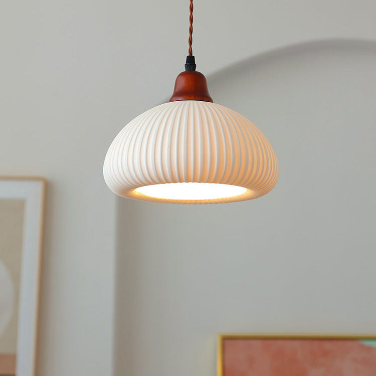 Japanese Ceramic Dome Pendant Light | Soft Kitchen Ambience | Lologe