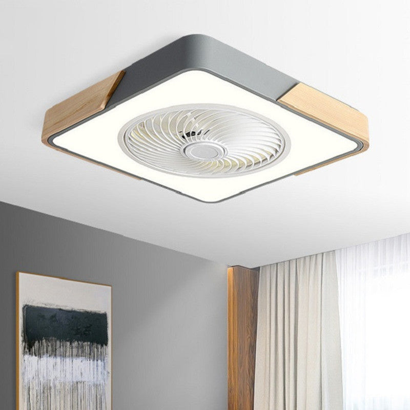 LED Flush Mount Ceiling Fan Light | Wood Nordic Style | Lologe