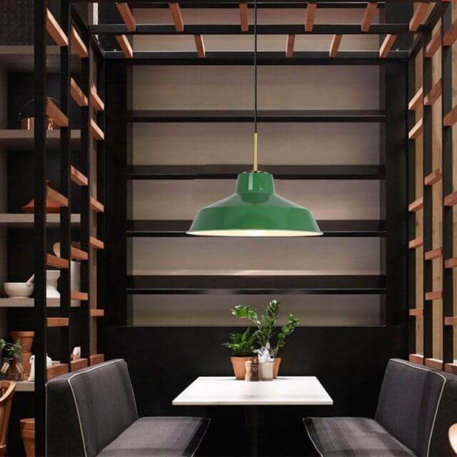Industrial Green Iron Pendant Light | Vintage Loft Character | Lologe