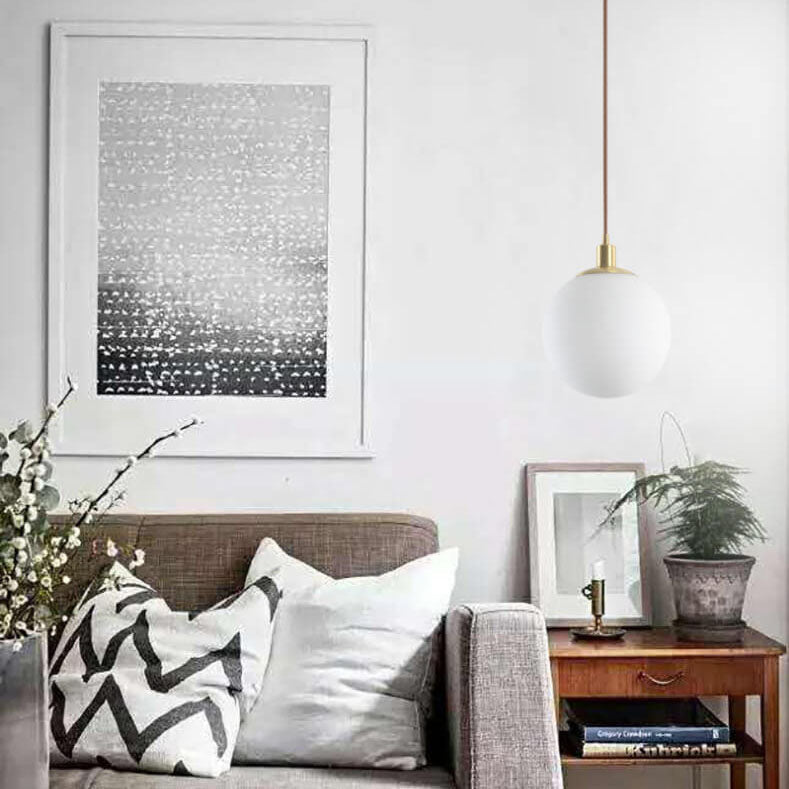 White Globe Pendant Light | Living Room Scandinavian Minimalist Design | Lologe