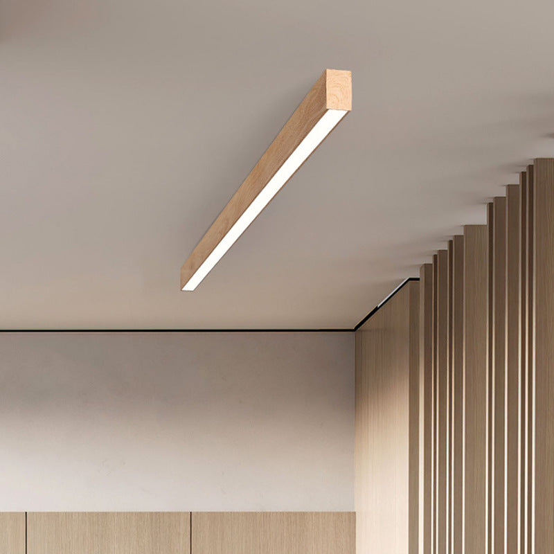 Modern LED Flush Mount Ceiling Light | Wood Grain Aluminium Strips | Minimalist | Lologe