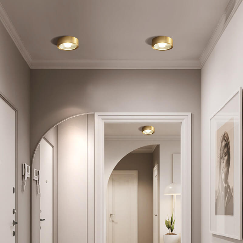 LED Flush Mount Ceiling Light | Living Room | All Copper | Ultra Thin Modern Lighting | Lologe