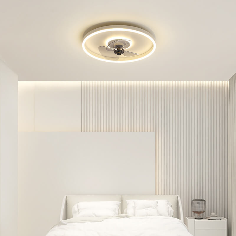 LED Flush Mount Ceiling Fan Light | Modern Minimalist Round | Lologe