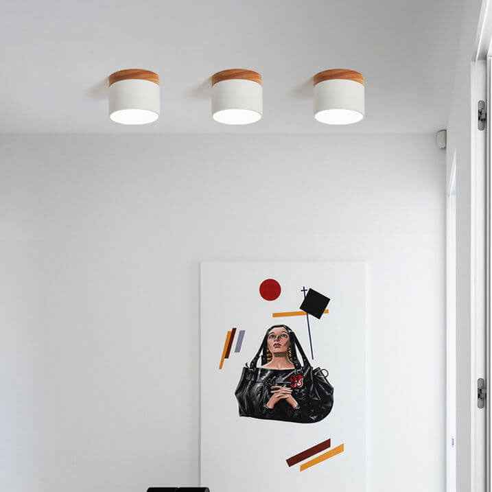 Scandinavian LED Flush Mount Ceiling Light | Solid Wood | 3-Colour | Modern Nordic | Lologe