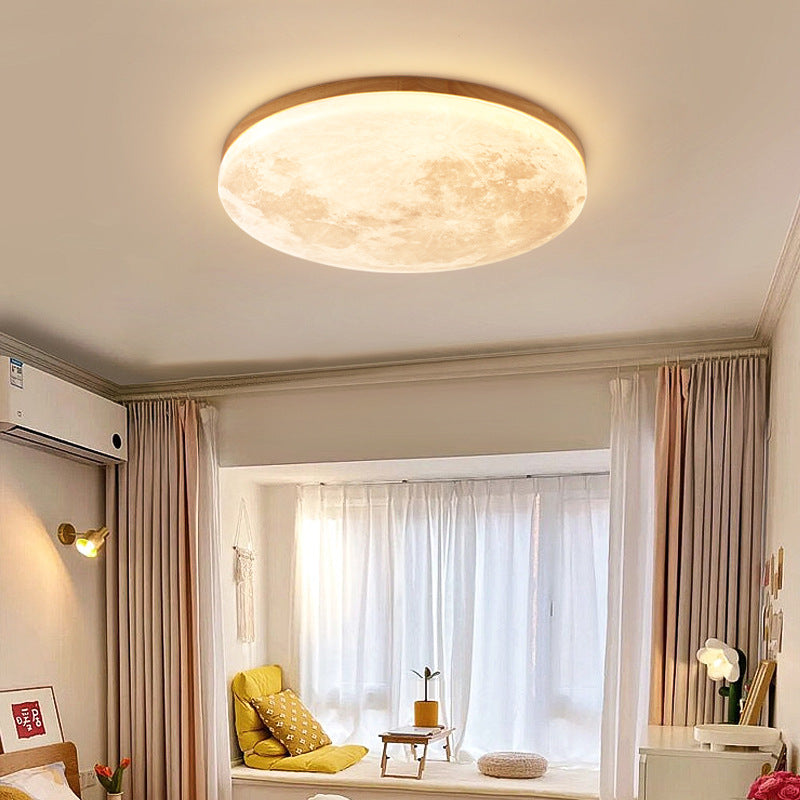 LED Flush Mount Ceiling Light for Bedroom | PVC Wood Grain Nordic Design | Lologe