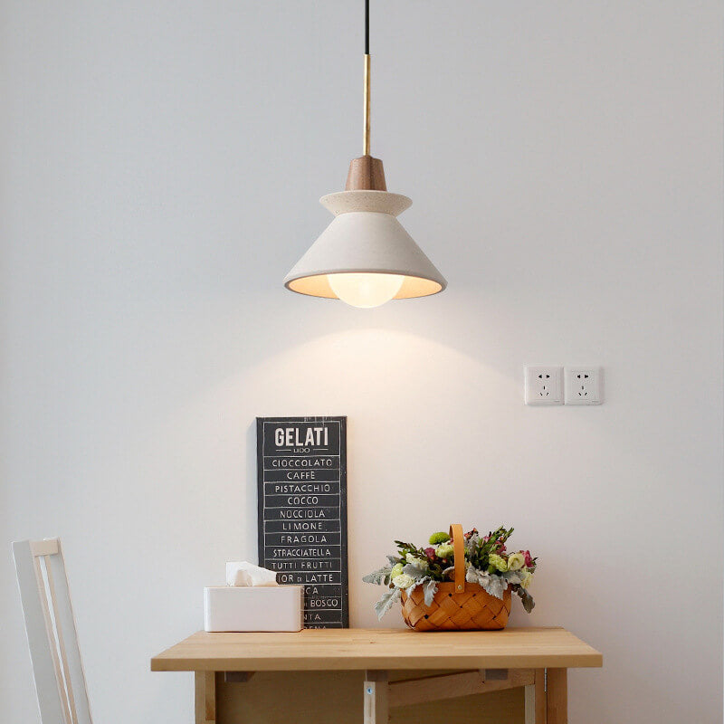 Pendant Light for Kitchen Island | White Cement Tapered Minimalist Design | Lologe
