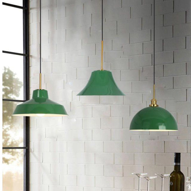 Industrial Green Iron Pendant Light | Vintage Loft Character | Lologe
