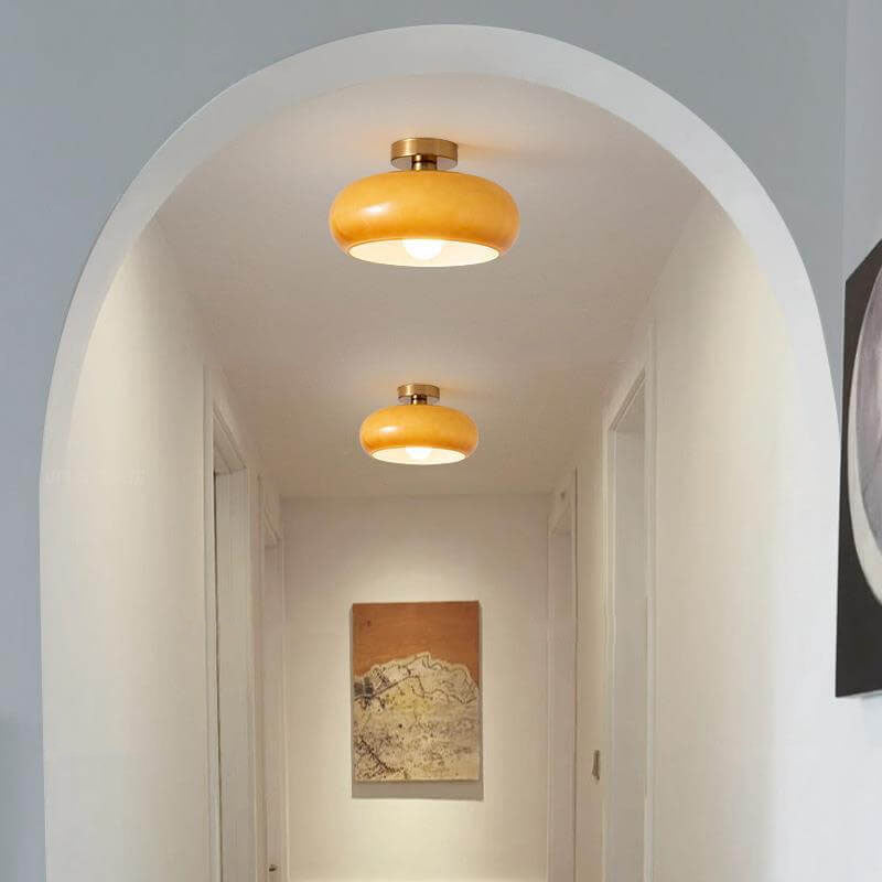Flush Mount Ceiling Light | Living Room | Glass & Copper | Round 1-Light | Lologe