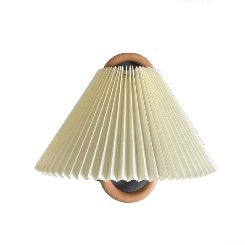 Wood Wall Sconce for Bedroom | Pleated Semi-Circle Shade Modern Lighting | Lologe